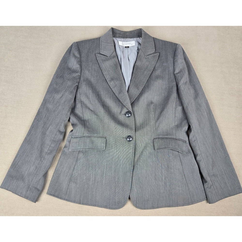 Tahari Arthur S. Levine Grey Two Button Blazer Jacket Size 12 0280M903 Career